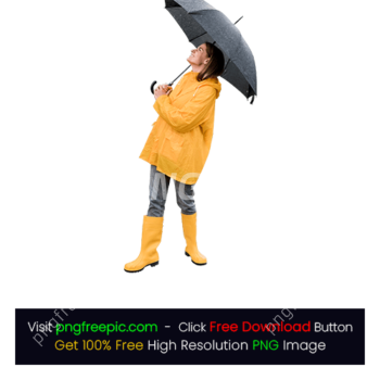 Black Umbrella Rainy Raincoat Dress PNG