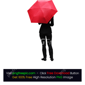 Red Umbrella Female Black Dress Standing PNG