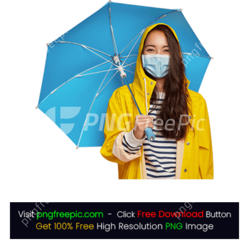 Woman Protective Mask color Rain Coat Under Umbrella PNG