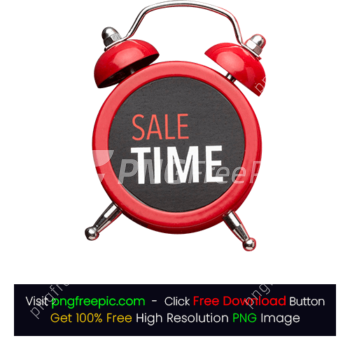 Red Color Alarm Clock PNG Sale Time