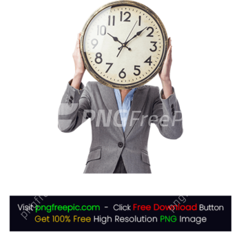 Businessman Big Clock Hold PNG