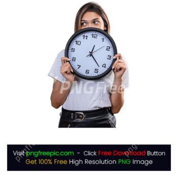 Woman Holding Timer Wall Clock PNG