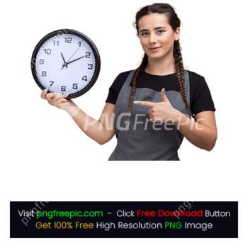 Female Barber Uniform Holding Points Wall Clock PNG