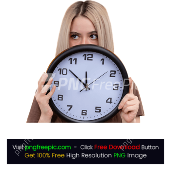 Black Colored Wall Clock PNG Hiding Face