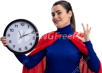 Superhero Girl Wall Clock Showing Okay Sign PNG