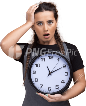 Wall Clock PNG Scared Woman Barber Uniform