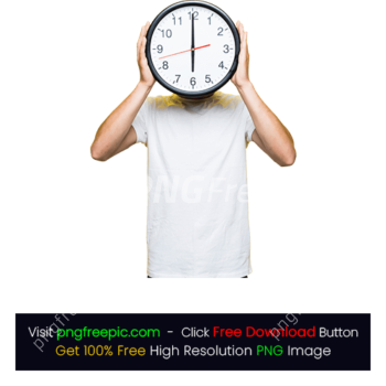 Man Hold Big Analog Wall Clock PNG