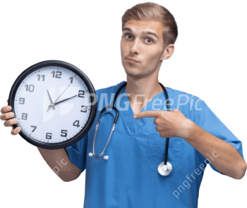Wall Clock PNG Pointing Male Doctor Uniform