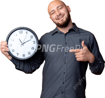 Smiling Man Pointing Wall Clock PNG