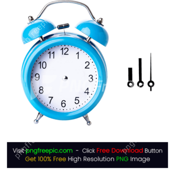 Blue Colored Alarm Clock PNG