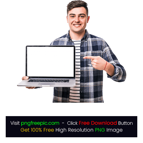 Young Handsome Business Man Laptop Holding PNG