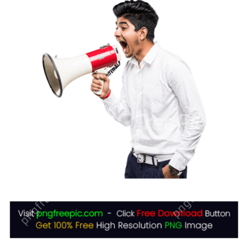 Young Indian Businessman Announcing Megaphone PNG