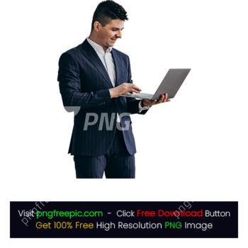 Young Handsome Business Man Laptop Office Company PNG