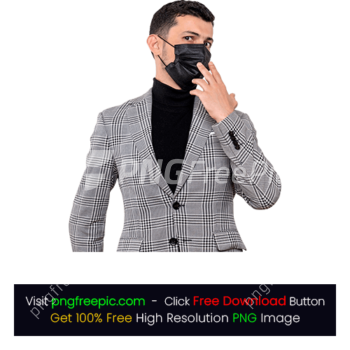 Handsome Man Suit Wearing Mask Businessman PNG