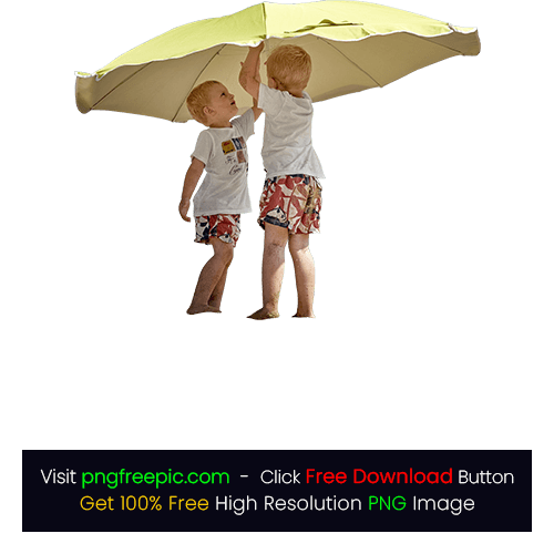 Two Children Playing Under Umbrella Rain PNG
