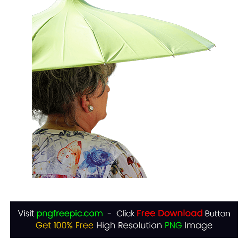 Woman Holding Big Green Umbrella Rain PNG