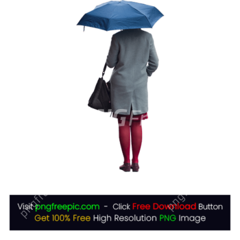 Woman Standing Face Cover Bag Blue Umbrella PNG