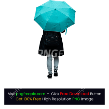Face Cover Woman Under Blue Umbrella PNG