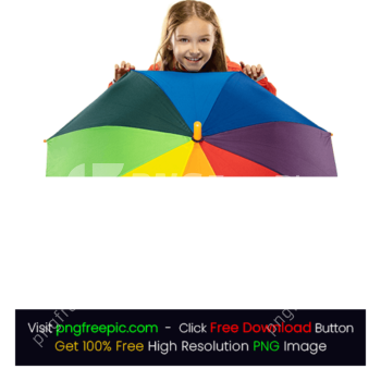 Kid Girl Half Rainbow Colors Umbrella PNG