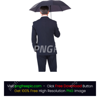 Back View Businessman Black Color Umbrella PNG