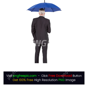 Businessman Back View Folding Blue Color Umbrella PNG
