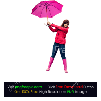 Fashion Woman Holding Pink Umbrella PNG