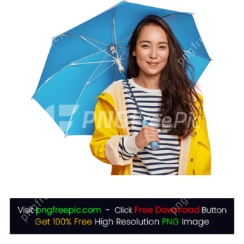 Lady Protected Waterproof Raincoat Carries Umbrella PNG