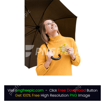 Woman Looking Rain Monsoon Holding Umbrella PNG