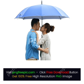 Couple Enjoy Rainy Weather Kissing Under Umbrella PNG
