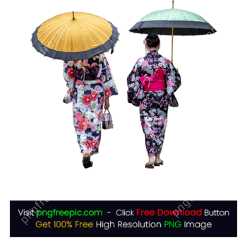 Japanese Women Rain Coat Big Folding Umbrella PNG