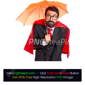 Businessman Dressed Superhero Holding Umbrella PNG