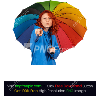 Female Posing Colorful Big Umbrella Rain Coat PNG