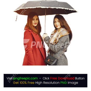 Beauty Girls Women Under Printed Umbrella Posing PNG