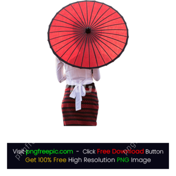 Woman Posing Red Folding Colored Umbrella PNG