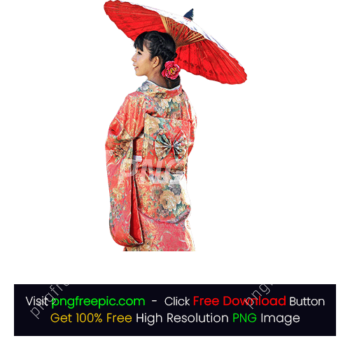 Japanese Woman Fashion Folded Colored Umbrella PNG