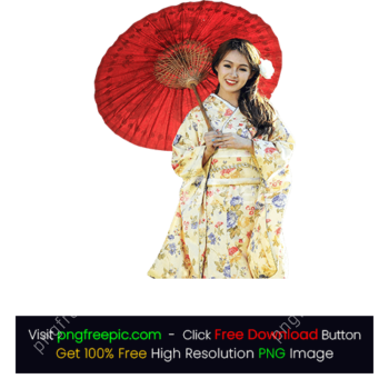Beautiful Woman Posing Smiley Red Folding Umbrella PNG