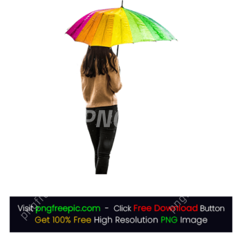 Multicolored Umbrella Rain Umbrella Lady PNG