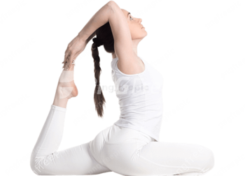Young Woman Doing Yoga Dove Pose PNG