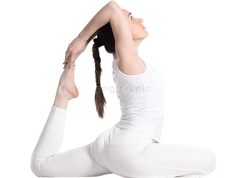 Young Woman Doing Yoga Dove Pose PNG