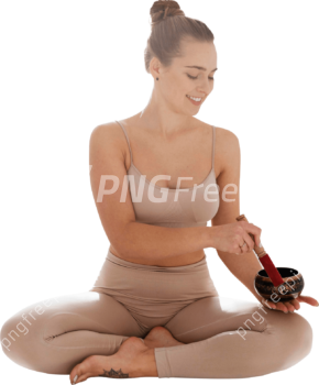 Fitness Yoga Woman Holding Bowl PNG