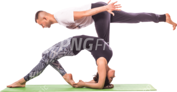 Couple Practicing Acro Yoga Flexibility Workout PNG