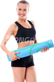 Exercise Woman Smiley Pose Yoga Mat PNG