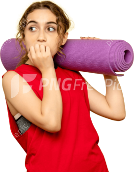 Yoga Woman Purple Carpet Thinking Pose PNG