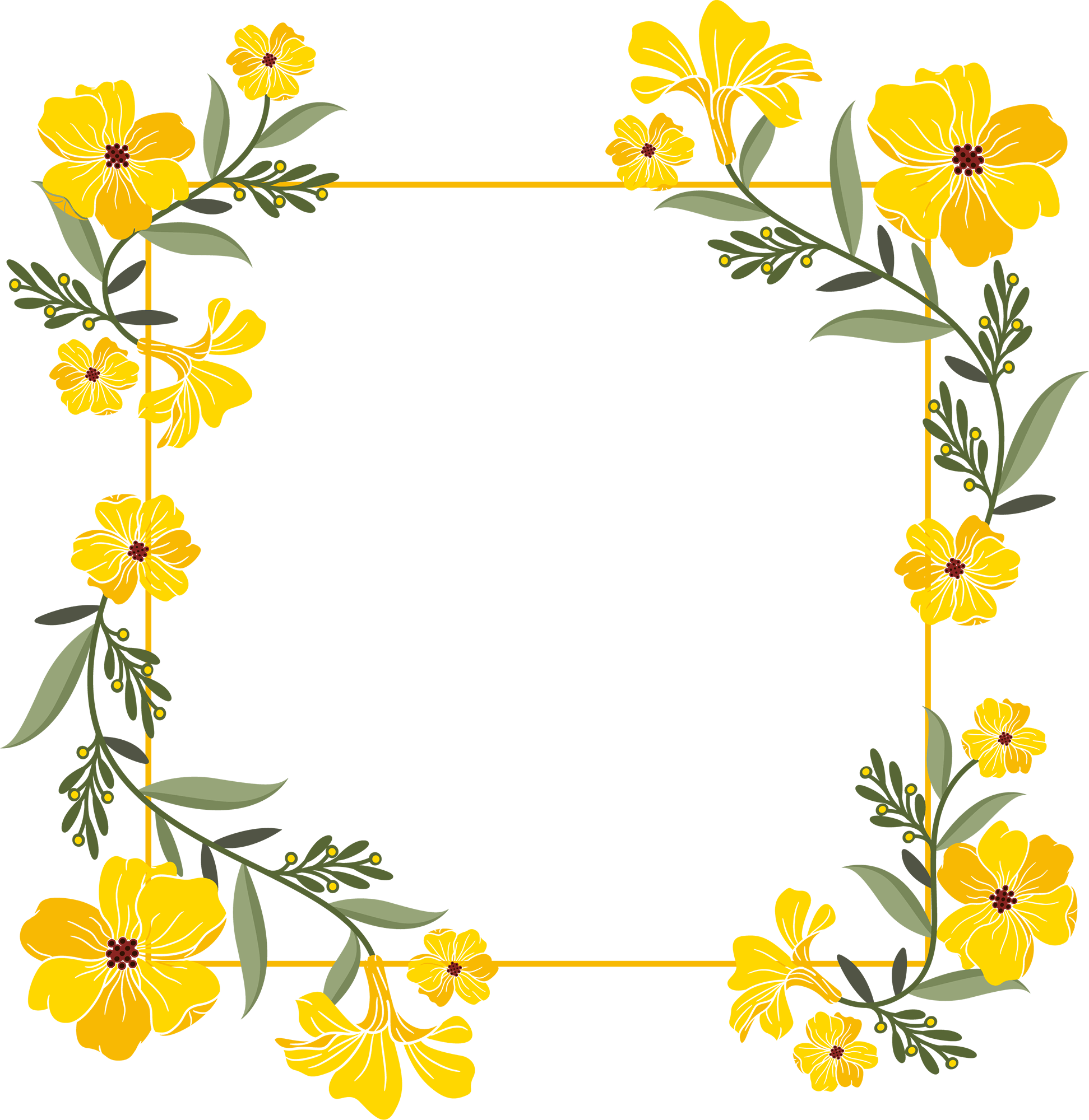 Yellow Flower Frame Image - HD Transparent Frame PNG Free Download