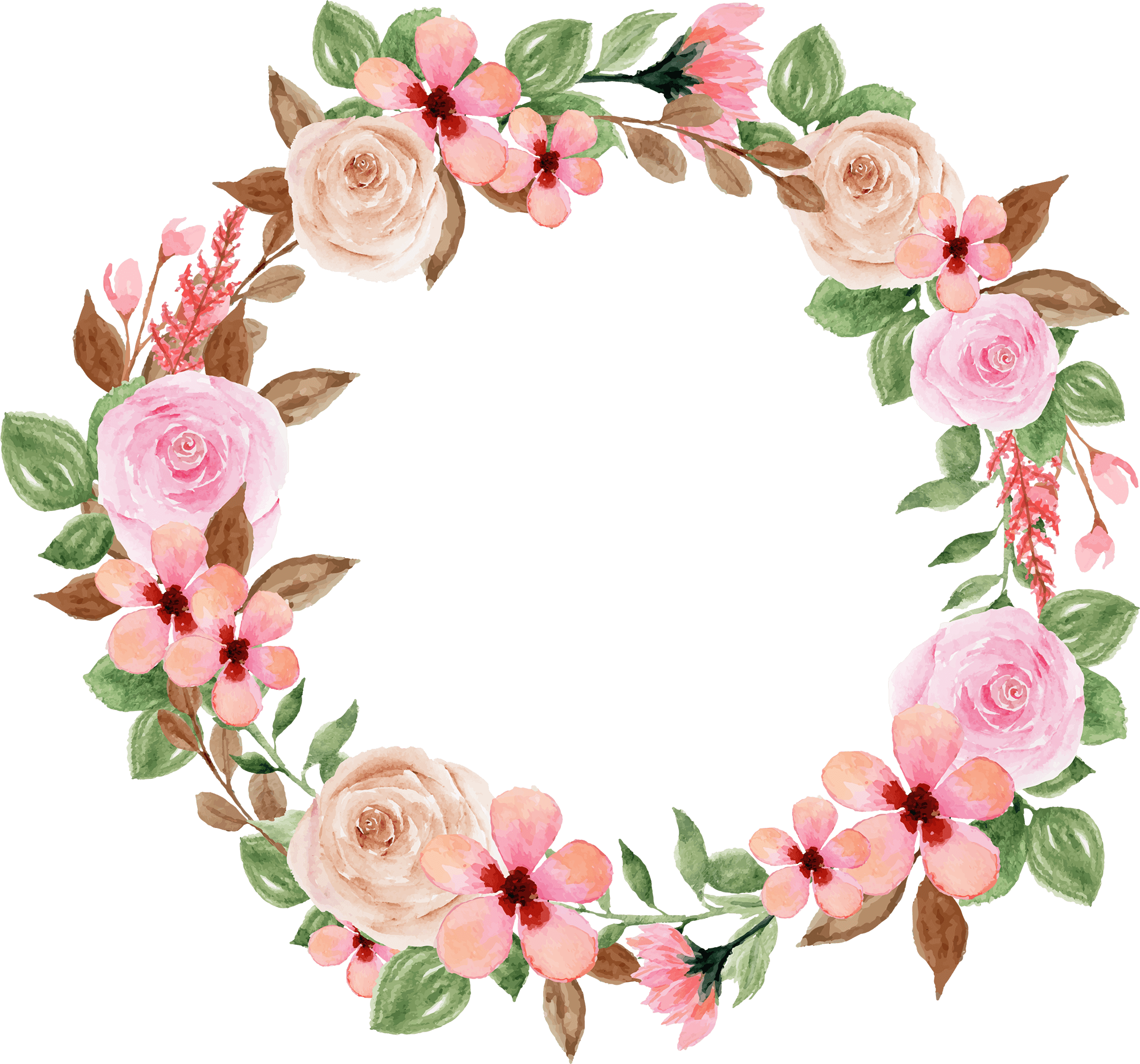 Pink rose - vector flower frame vector - design - abstract - clipart - png