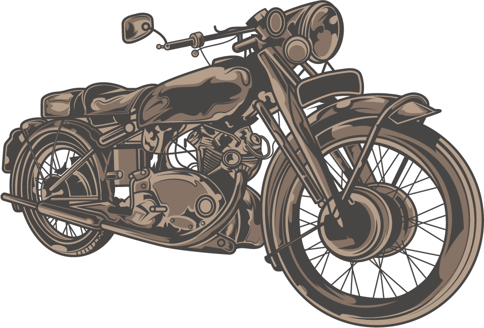 classic motorcycle clipart from behind