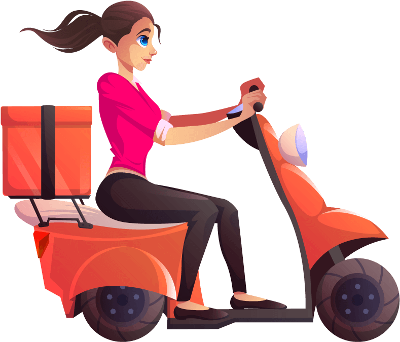 Vector Illustration of a Courier Delivery Riding a Scooter