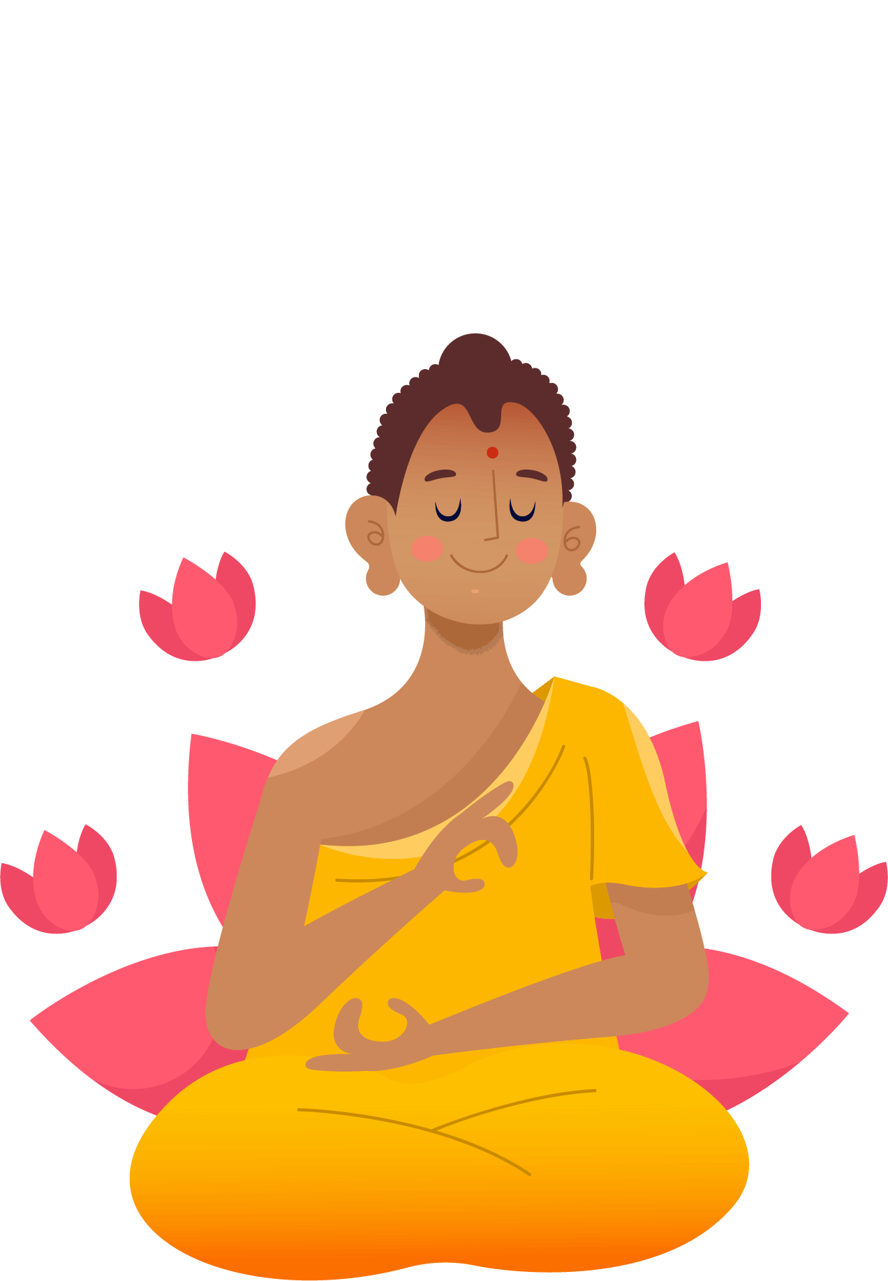 Vesak day with monk and lotus - Pngfreepic vector - clipart - illustration