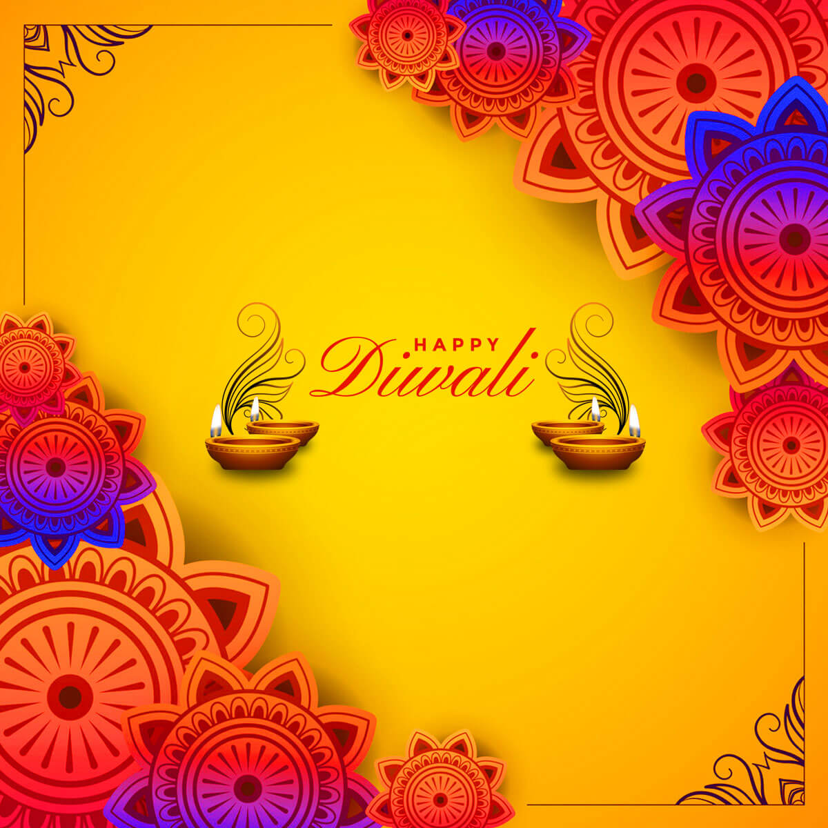Happy diwali rangoli religious posters design vector image