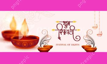 Happy diwali wishes diya hindi banner vector image - Pngfreepic